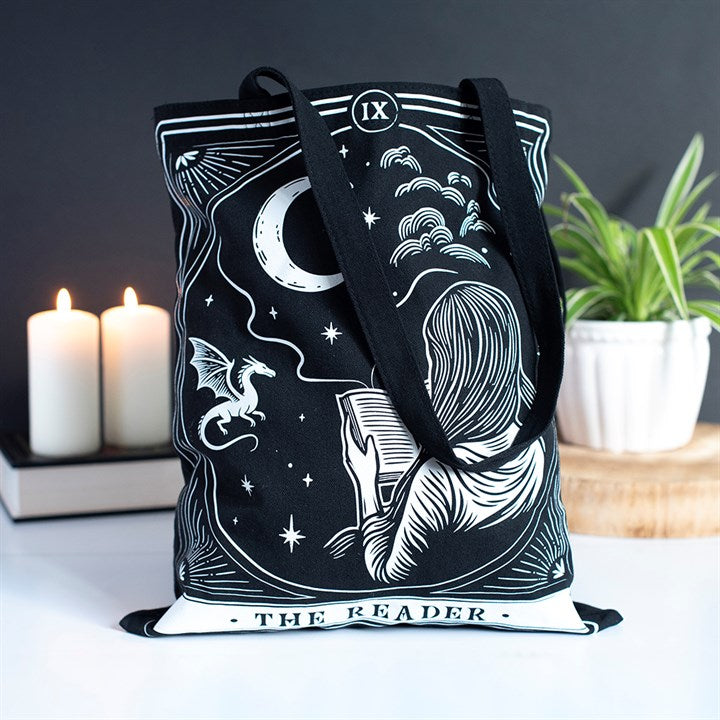 The Reader Tarot Tote Bag | Gothic Book Lover Shoulder Bag