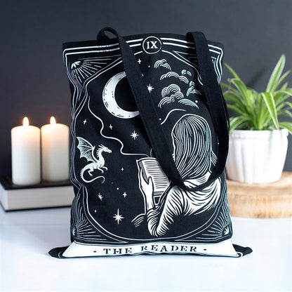 The Reader Tarot Tote Bag | Gothic Book Lover Shoulder Bag