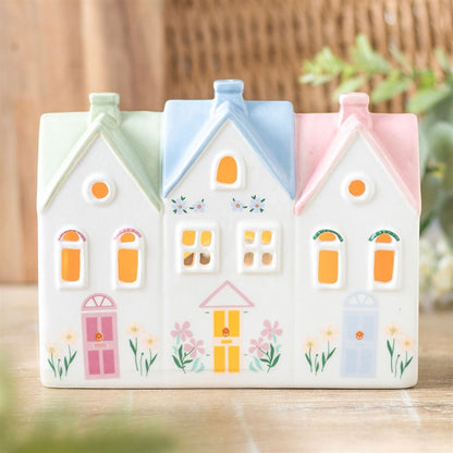 Pastel pink townhouse Incense Cone Burner & Tealight Holder