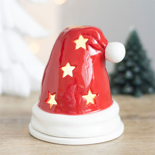 Santa Hat Incense Cone Burner & Tealight Holder | Christmas Ceramic Decoration