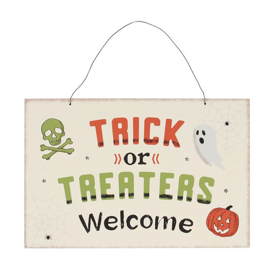 🎃 Welcome Trick or Treaters! 🕸️ Halloween Hanging Sign 🎃