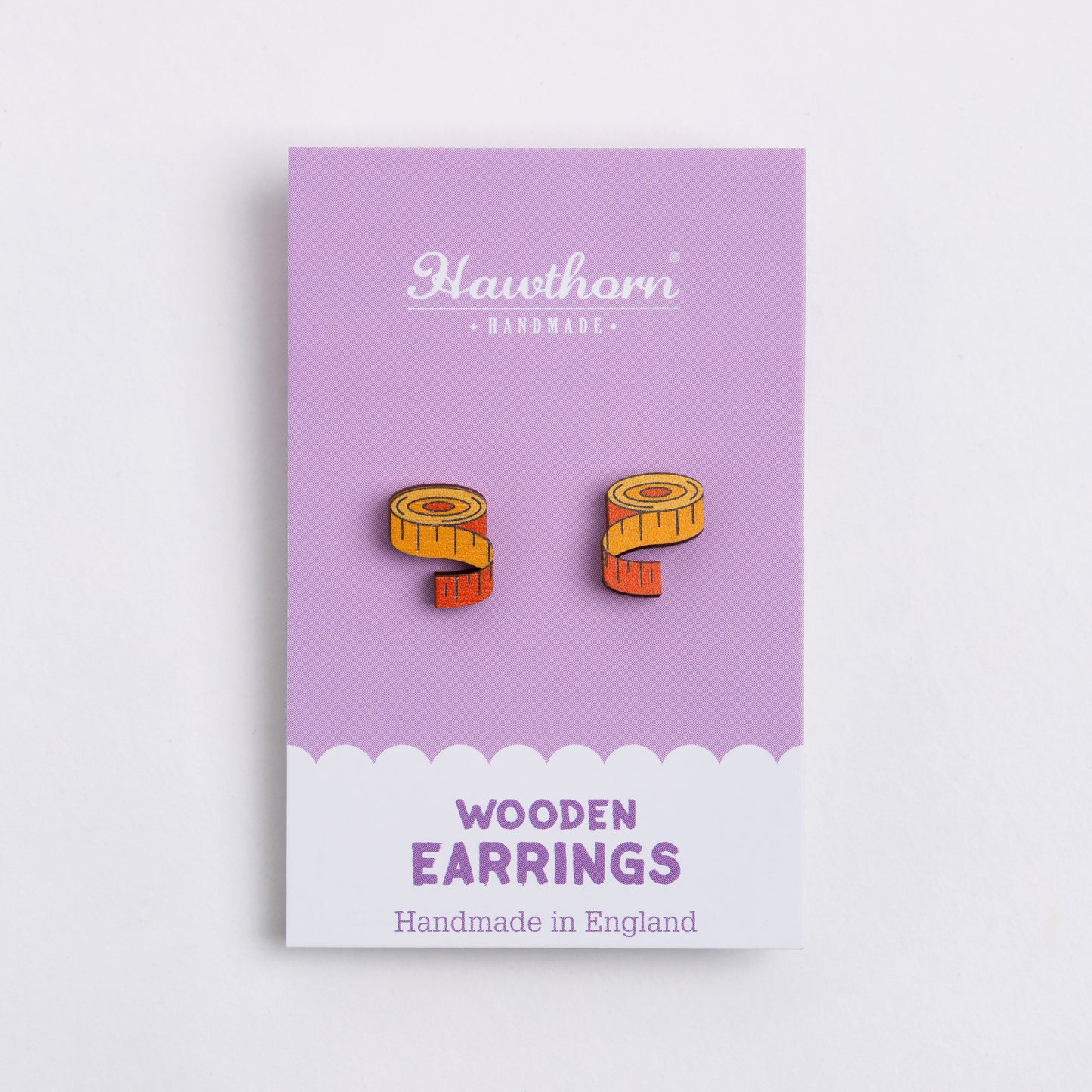 Tape Measure Wooden Earrings - Sewing Gift