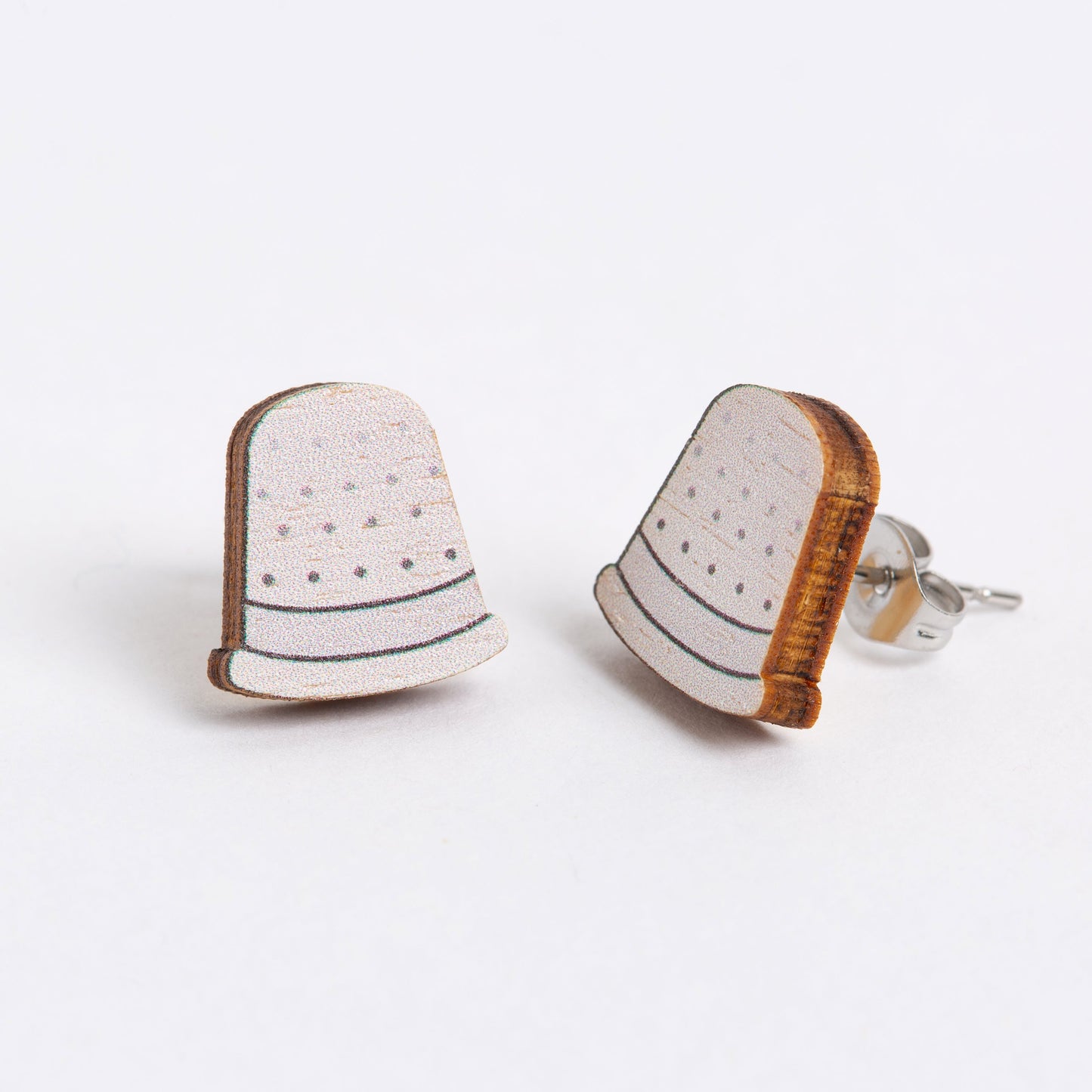 Thimble Wooden Earrings - Sewing Gift