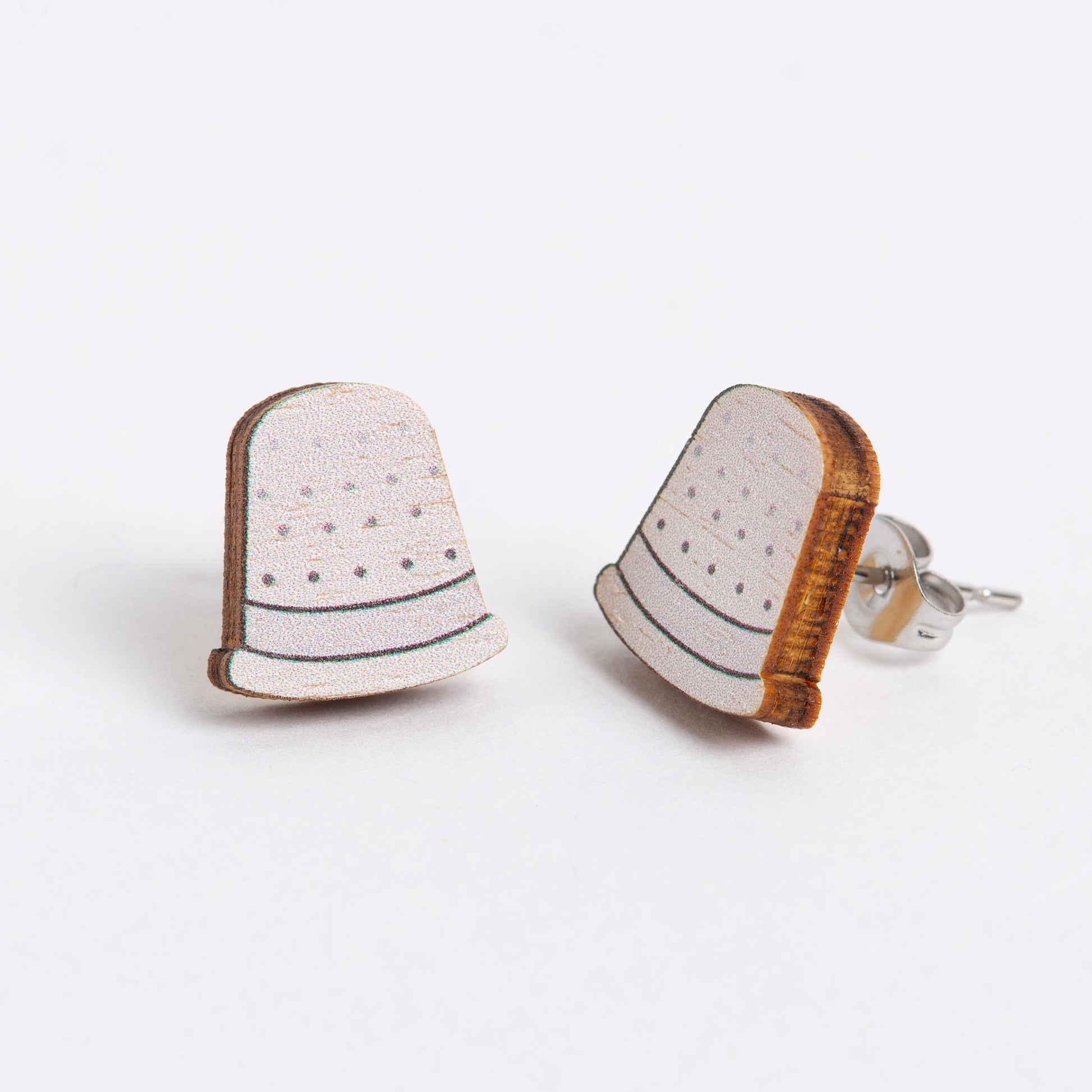 Thimble Wooden Earrings - Sewing Gift