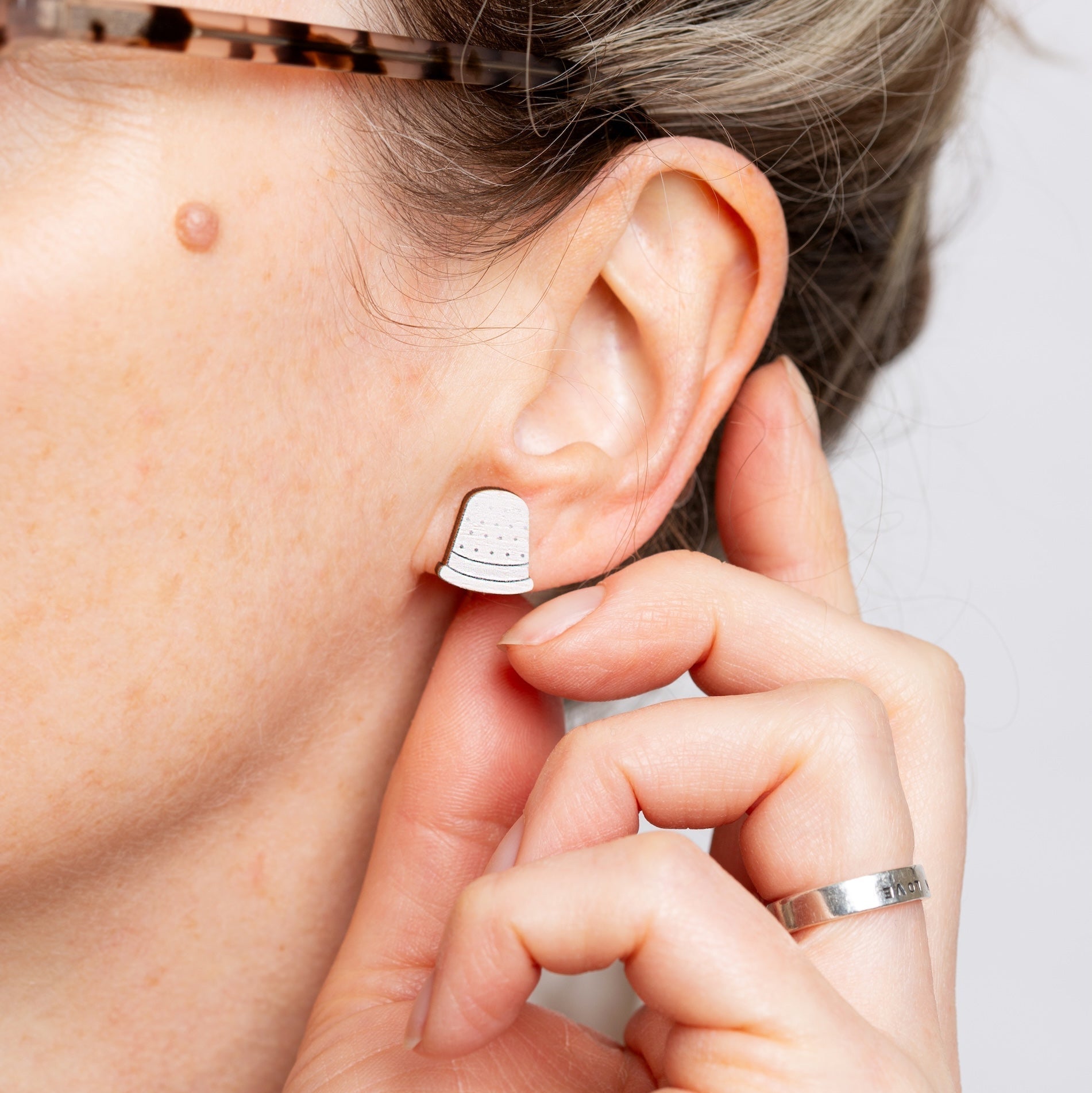 Thimble Wooden Earrings - Sewing Gift