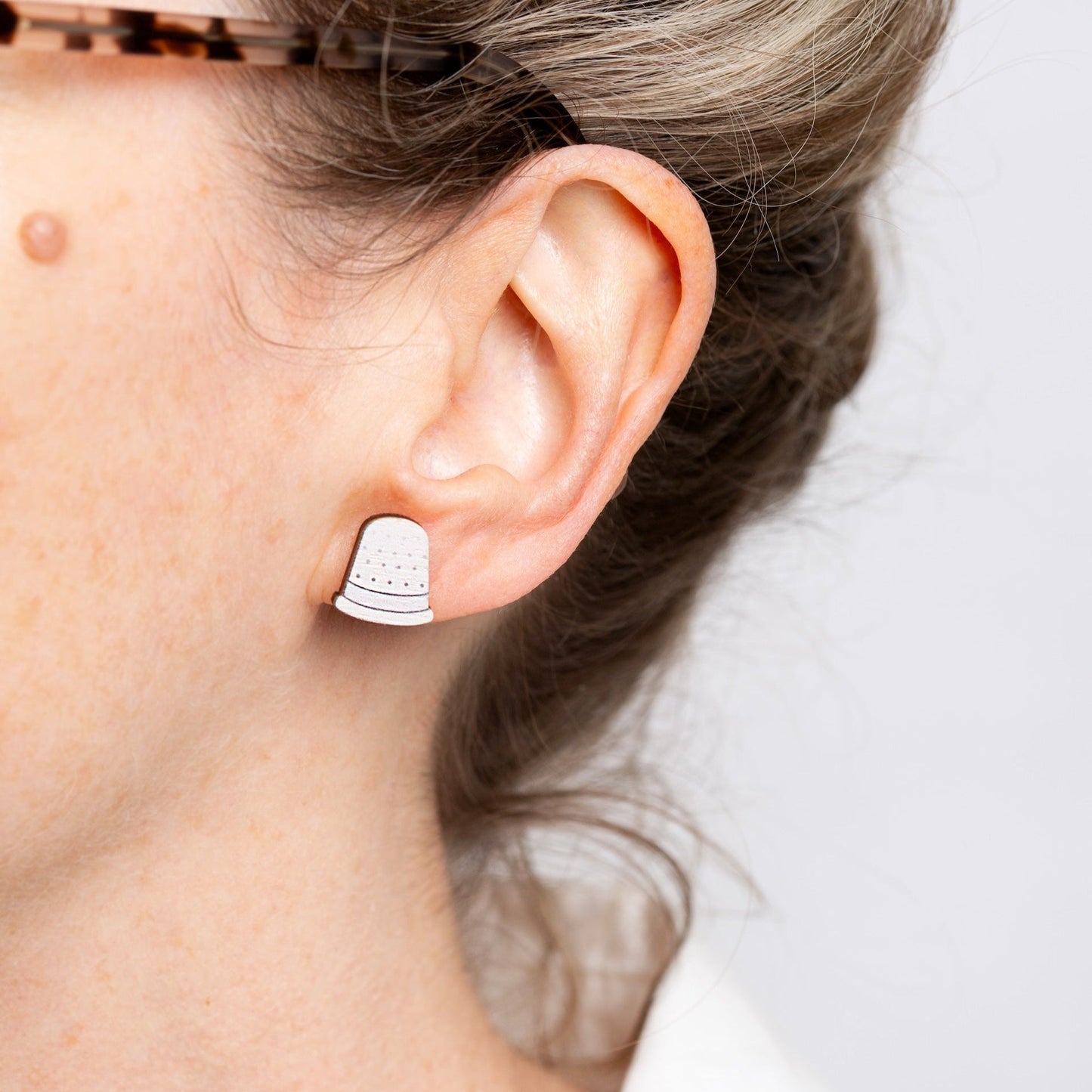 Thimble Wooden Earrings - Sewing Gift