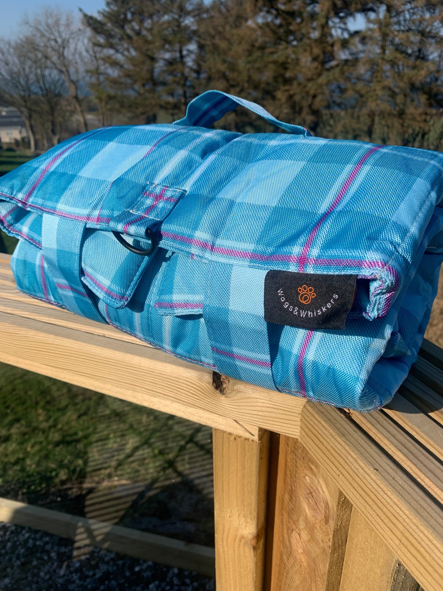 Turquoise Tartan Pet Travel and Settle Mat