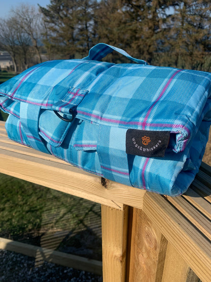 Turquoise Tartan Pet Travel and Settle Mat