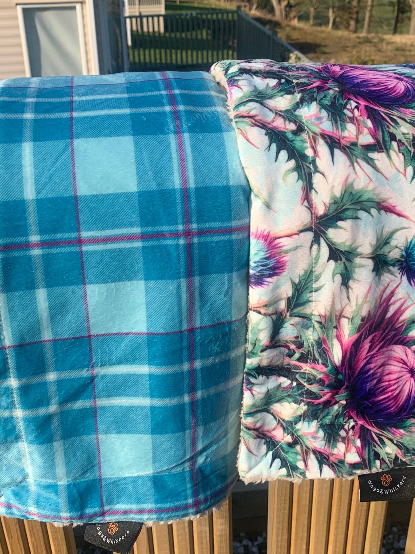 Pet Snuggle Blanket Turquoise Tartan