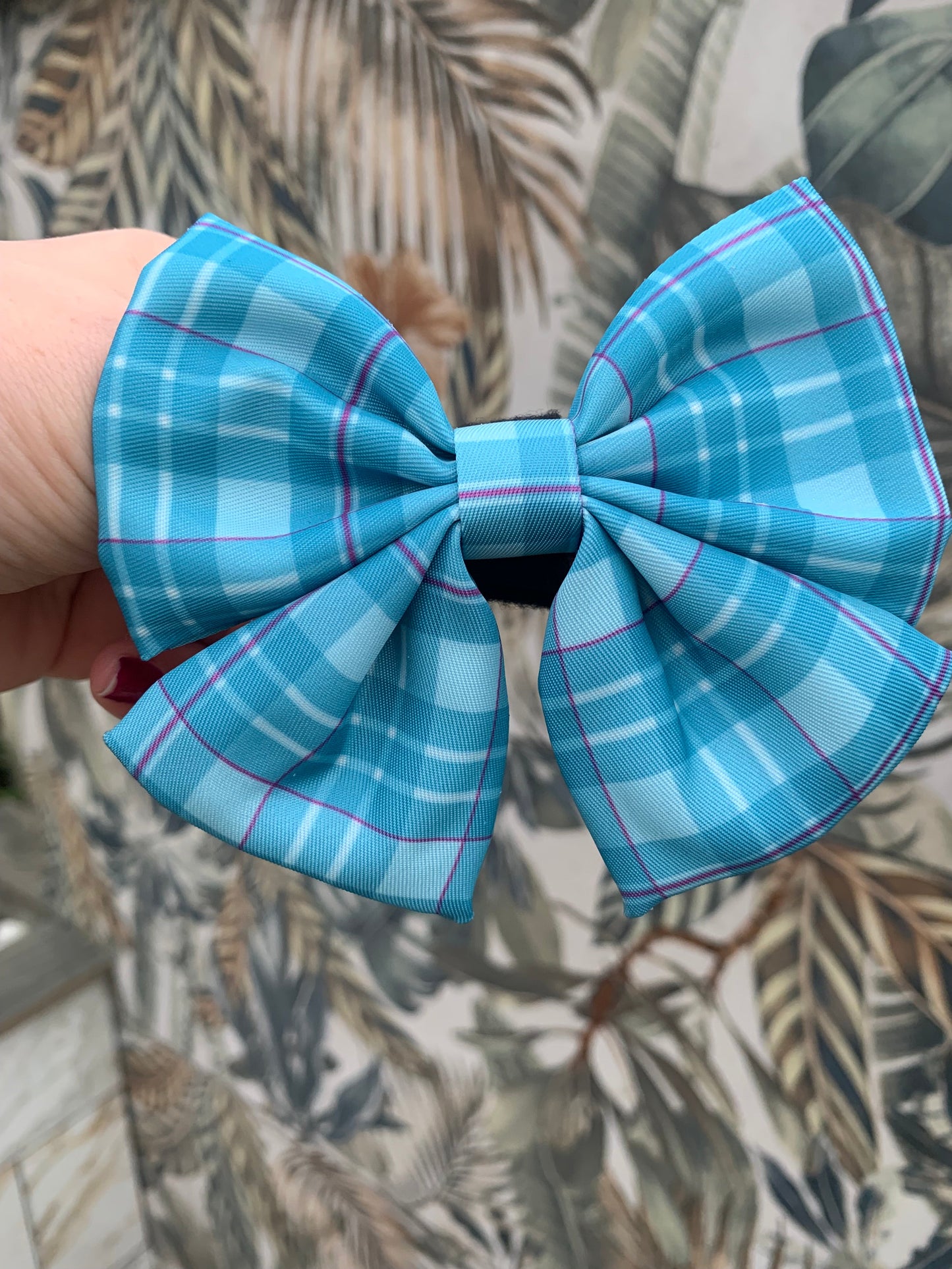 Sailor Bow Collar Accessory Turquoise Tartan