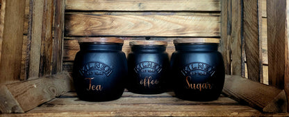 Tea, coffee and sugar canisters | kilner jars | Tea | Coffee | Sugar | Storage Jars | kitchen set