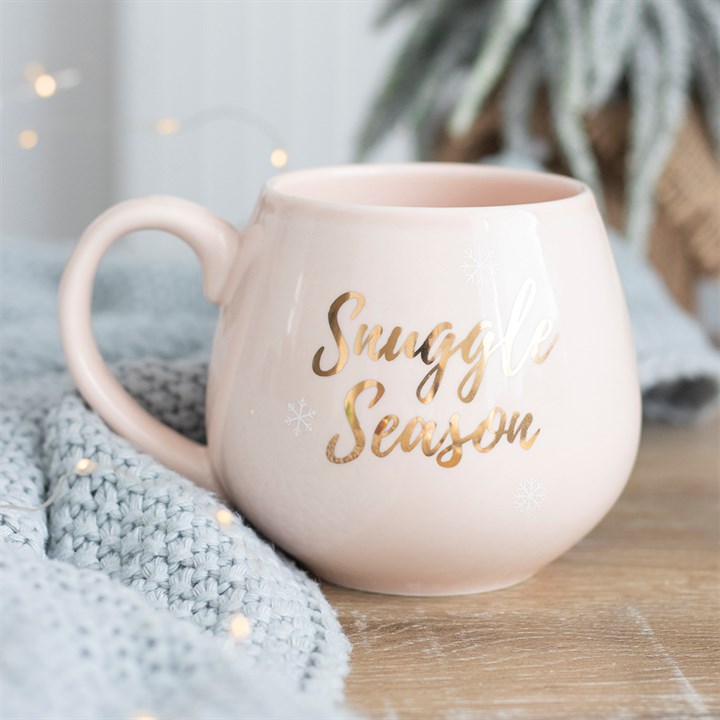 Snuggle Season Pink Mug with Rose Gold Detailing