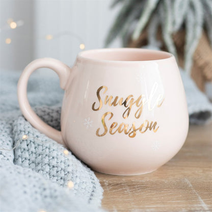 Snuggle Season Pink Mug with Rose Gold Detailing