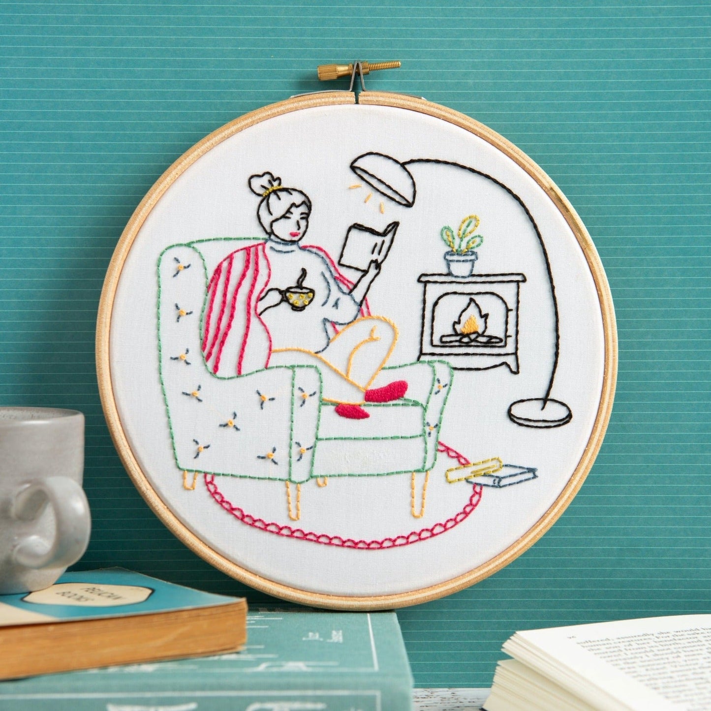 'Unwind' Booklover Embroidery Kit for Beginners