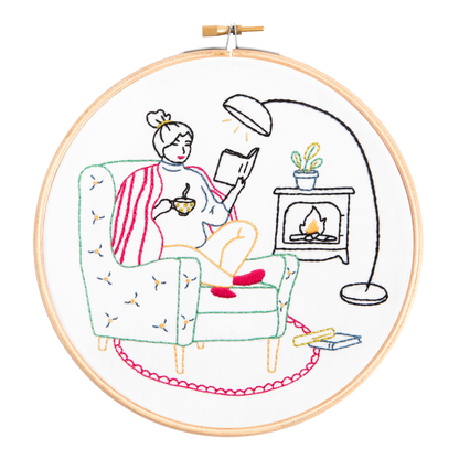 'Unwind' Booklover Embroidery Kit for Beginners