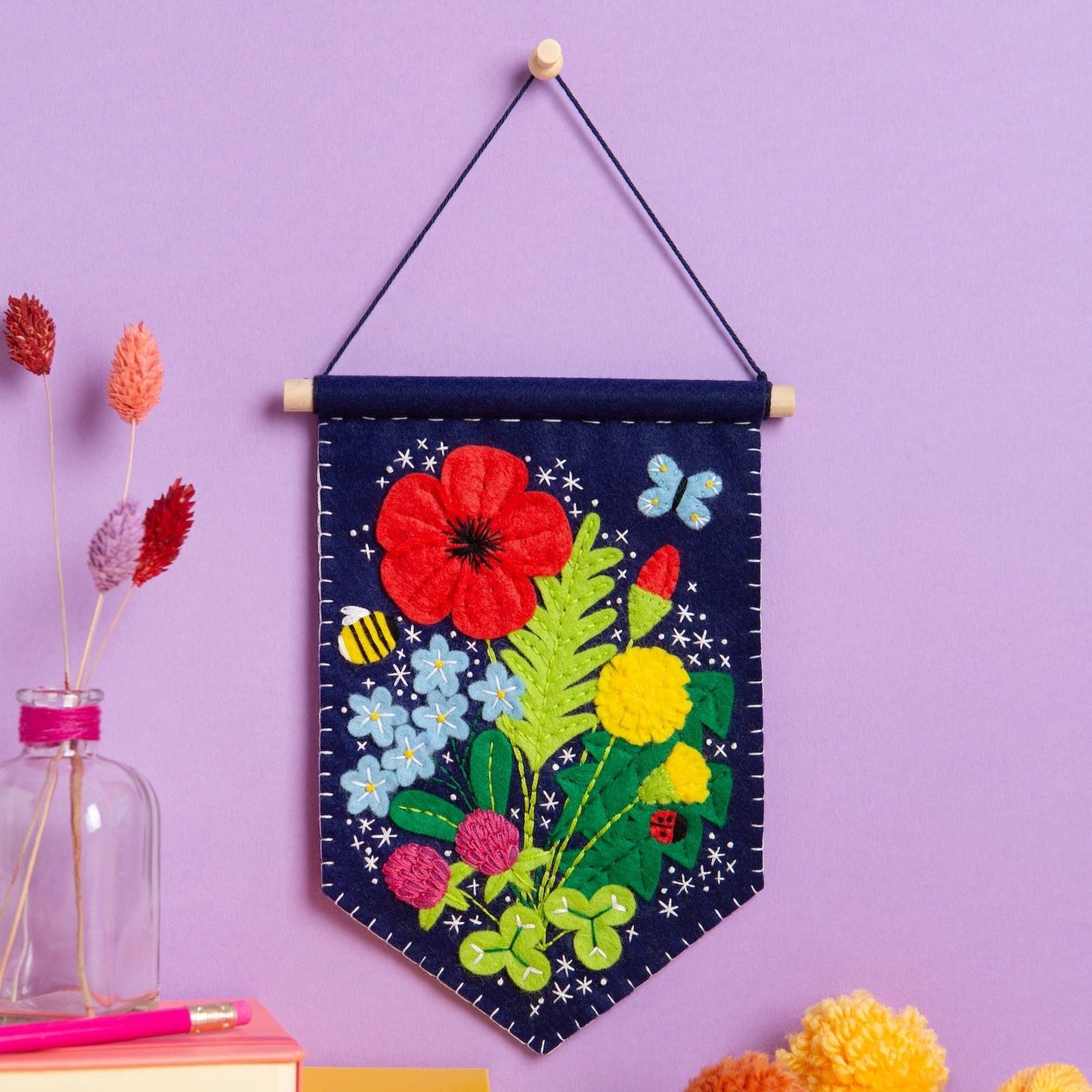 'Wildflower Pennant' Floral Felt Craft Kit for Beginners