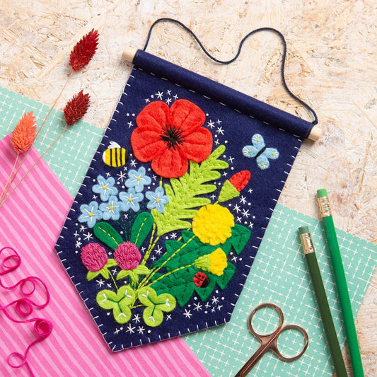 'Wildflower Pennant' Floral Felt Craft Kit for Beginners