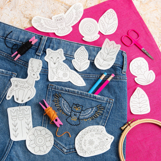 'Woodland Folk' Animal and Floral Stick & Stitch Embroidery Pack