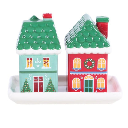 Christmas Village House Salt & Pepper Shaker Set | Festive Ceramic Table Décor