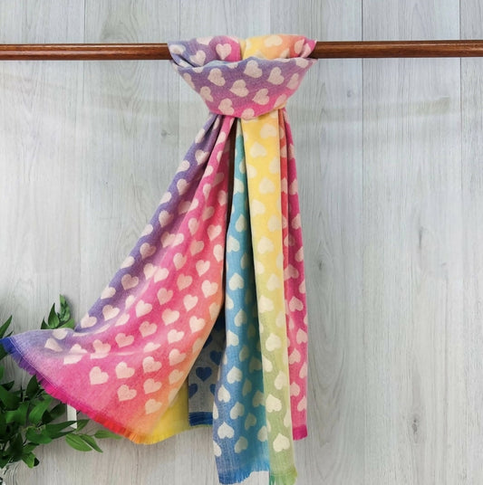 Rainbow Heart Winter Scarf