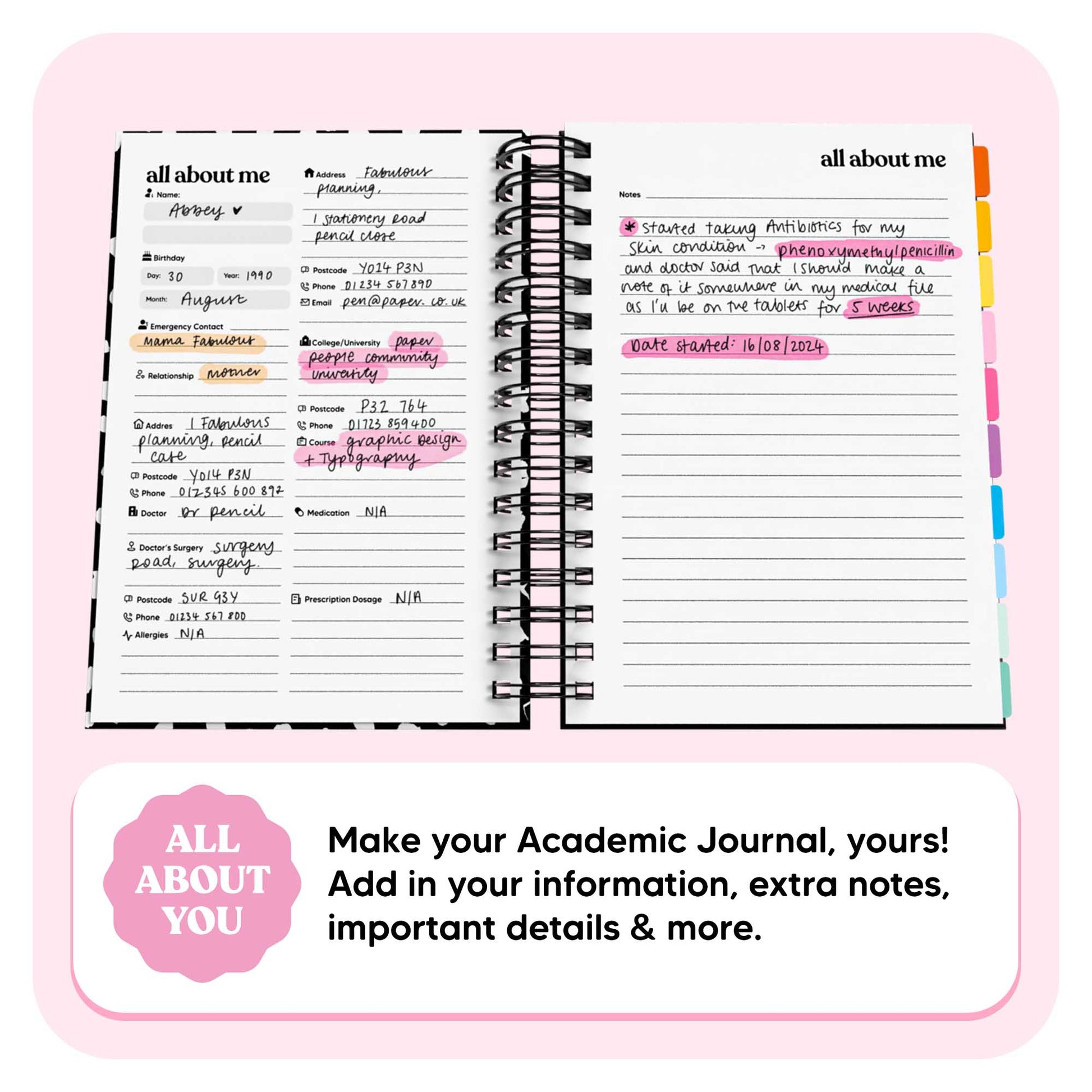Academic Undated Spiral Journal