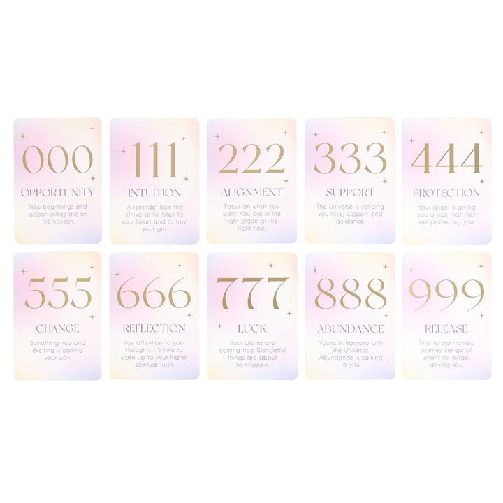 Angel Number Affirmation Cards with Wooden Stand – Divine Guidance for Daily Inspiration - Forever After Boutique