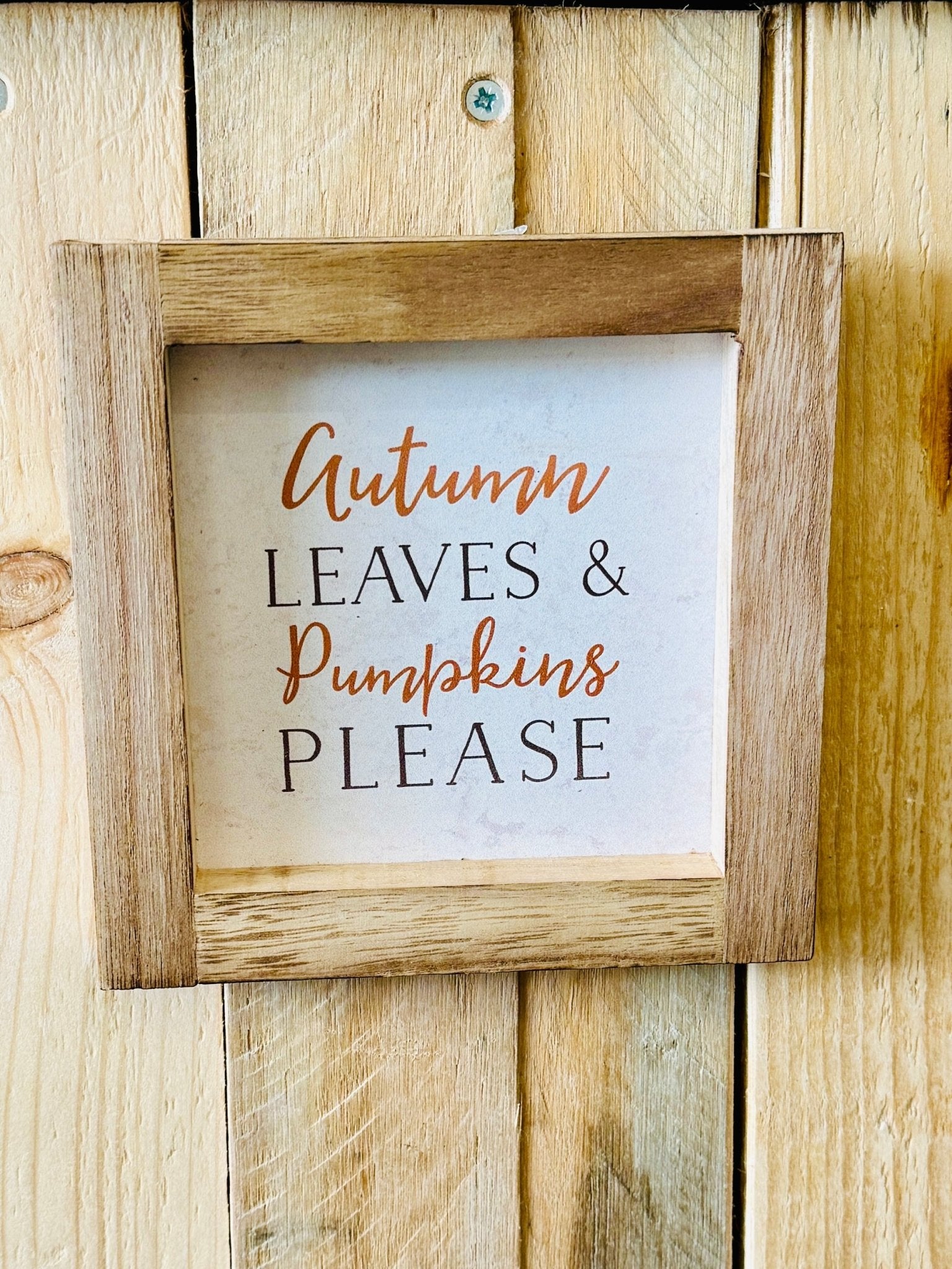 🍂 Autumn Leaves & Pumpkins Please Wooden Frame Sign 🍂 - Forever After Boutique