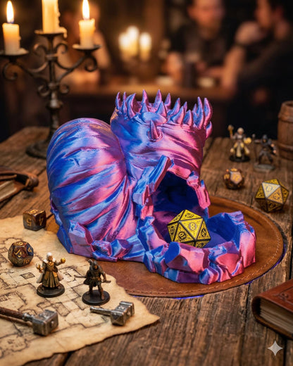 Giant Desert Worm Dice Tower – Dual-Tone Silk PLA, Sci-Fi RPG Accessory