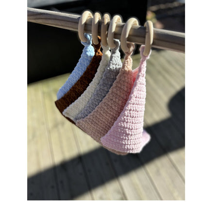 Soft Baby Comforter – Neutral Handmade with Wooden Ring