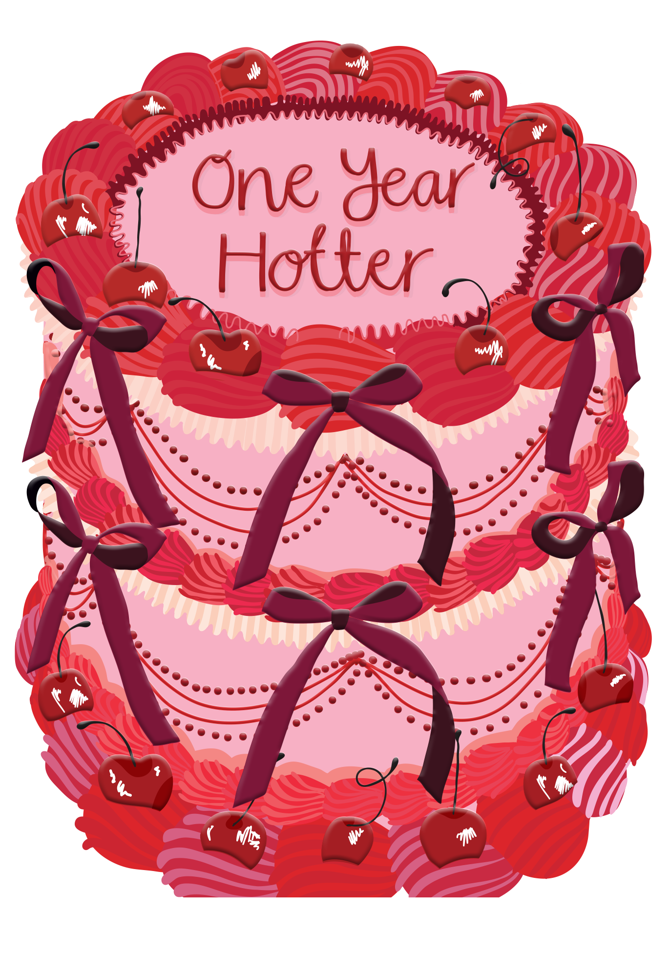 One Year Hotter Birthday Cake Card – Funny Shaped Birthday Card with Sass