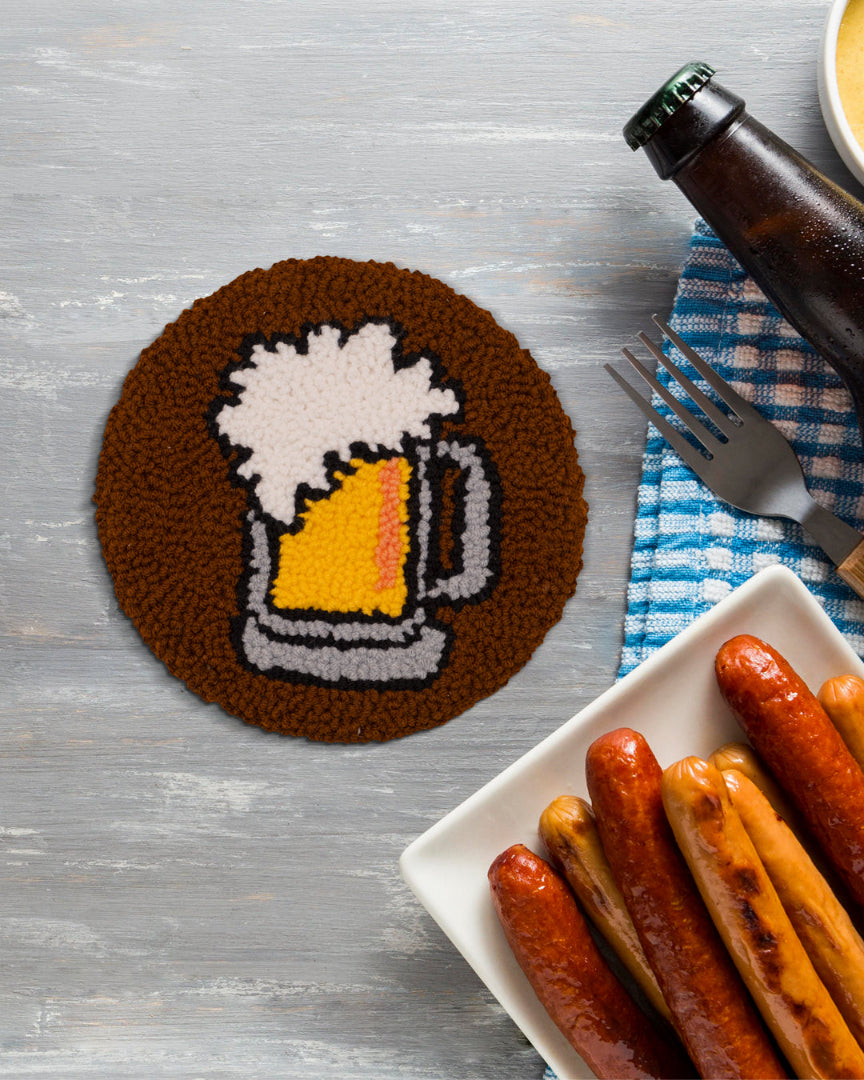 Beer & Chips Punch Needle Coaster