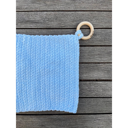 Soft Baby Comforter – Neutral Handmade with Wooden Ring