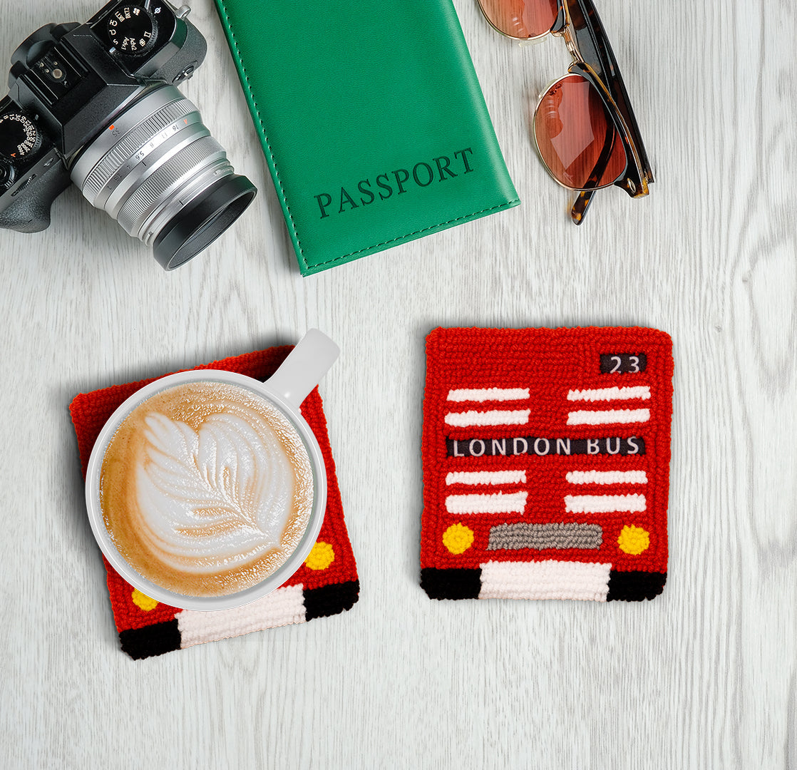 Double Decker Bus Punch Needle Coaster London Bus
