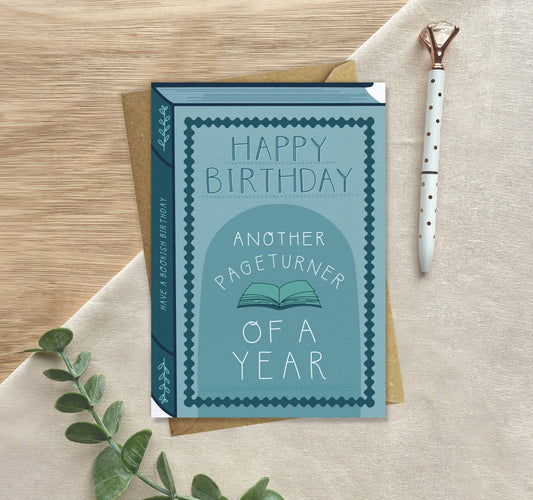 Another Pageturner Book Birthday Card – Bookish Greeting Card for Readers