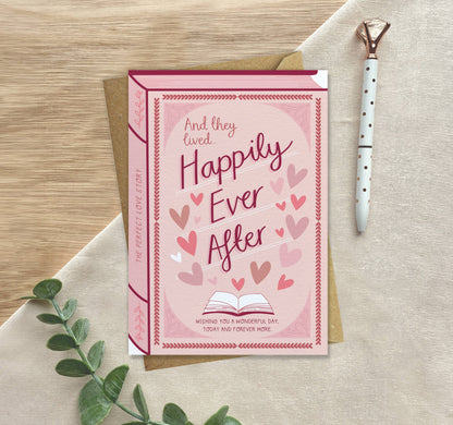Happily Ever After Wedding & Anniversary Card – Book Style Greeting Card | Romantic Gift