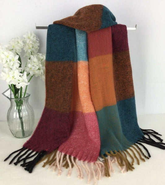 Checked Winter Scarf: Orange tones - Forever After Boutique