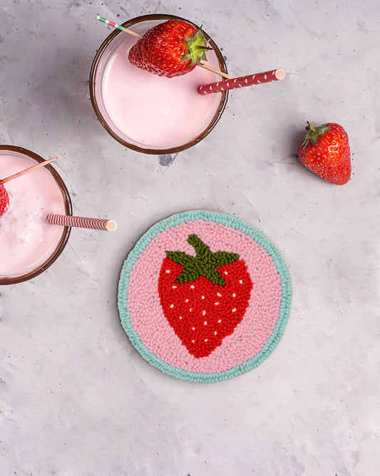 Strawberry Punch Needle Coaster