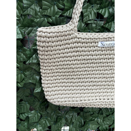 Medium Crochet Beach Bag – Handmade, Neutral Style
