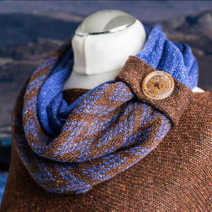 Coast Women's Infinity Scarf. Merino and Silk mix lightweight scarf. Mountainbrown fairisle scarf. - Forever After Boutique