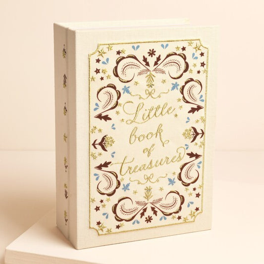 Jewellery Box:  Little Book of Treasures – Cream Linen