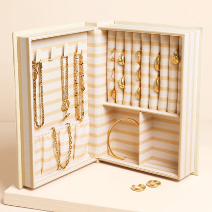 Jewellery Box:  Little Book of Treasures – Cream Linen