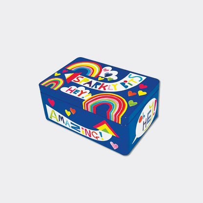 Cute Storage Tin - Colorful “Sparkly Bits” Rainbow Tin - Forever After Boutique