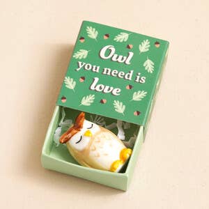 Tiny Matchbox Ceramic Token: Owl