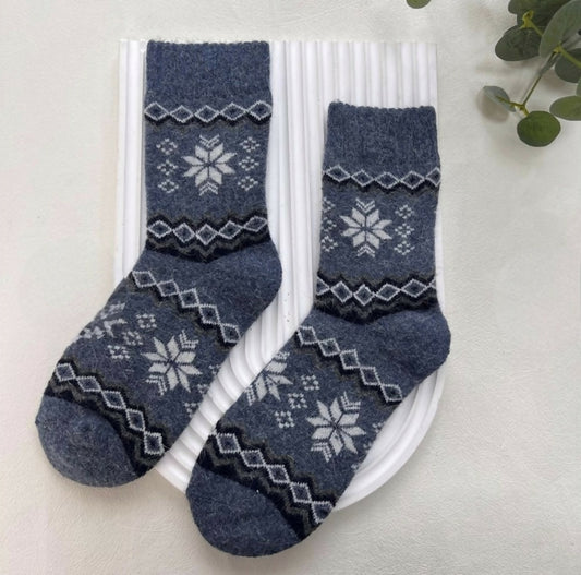 Snowflake Socks - Denim Blue