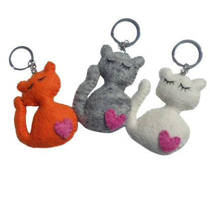 Sleepy Cat Keyring: Grey