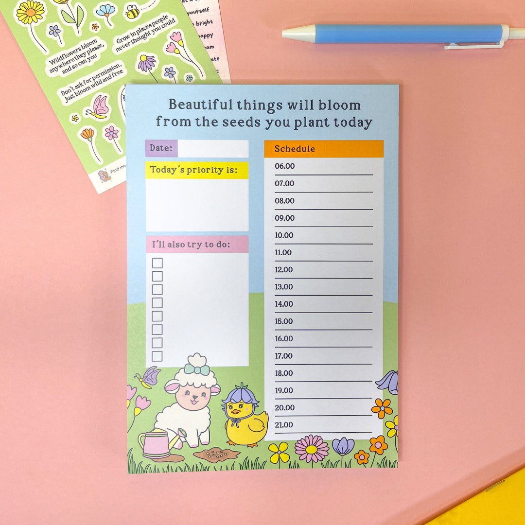 A5 Daily Planner Pad - Beautiful Things Will Bloom