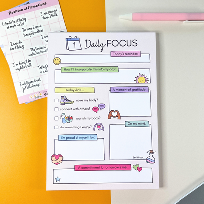 Daily Focus Self-Care Notepad - A5