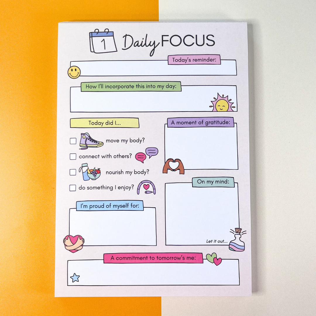 Daily Focus Self-Care Notepad - A5