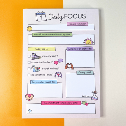Daily Focus Self-Care Notepad - A5