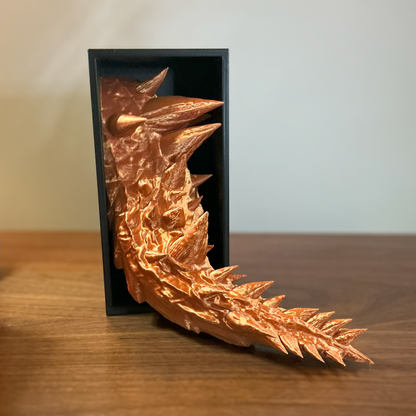 3D Dragon Book Nook – Hand-Painted Fantasy Shelf Insert (Head, Tail, or Full Set) Tail Only Black